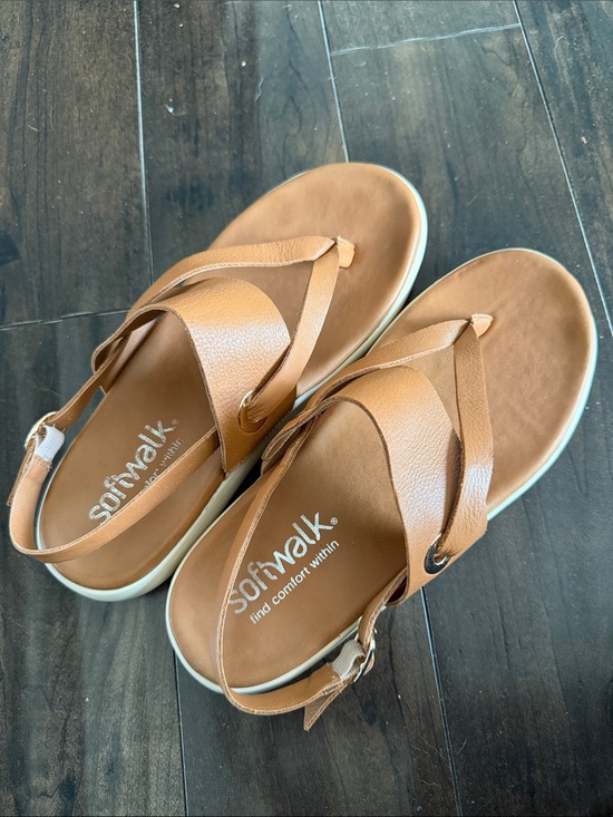 SoftWalk Shoes - SoftWalk Women's Cognac Slingback Leather Sandals